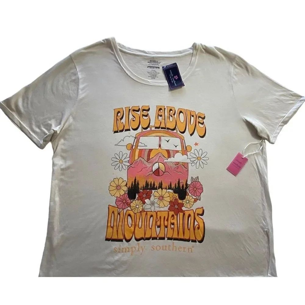 SimplyĀ SouthernāOneāSizeāāRiseāAboveāMountainsāāT-ShirtāVanilla